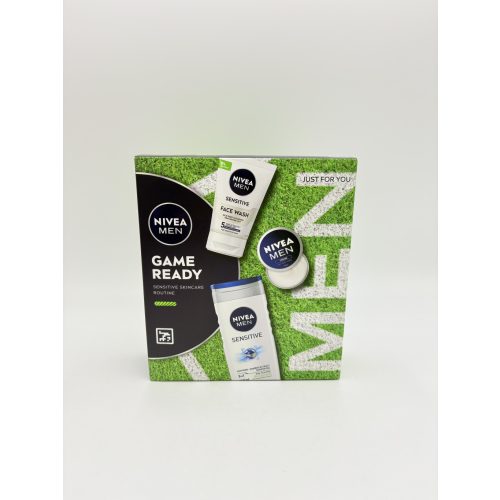 Nivea ajándékcsomag férfi Game Ready Sensitive tusfürdő 250ml+ arctisztító 100ml+ krém 30ml