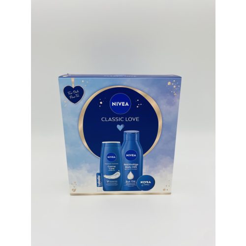 Nivea ajándékcsomag Classic Love Creme Care tusfürdő 250ml+testápoló 400ml+krém tégelyes 30ml+Original Labello ajakápoló 4,8 g