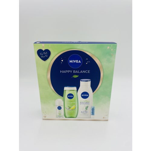 Nivea ajándékcsomag Happy Balance tusfürdő 250ml+testápoló 400ml+roll on 50ml+labello