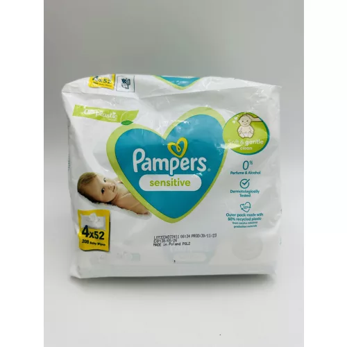Pampers baba törlőkendő 4x52 db Sensitive