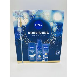   Nivea ajándékcsomag Nourishing testápoló 250ml+tusfürdő 250ml+kézkrém 100 ml+ajakápoló 4,8g
