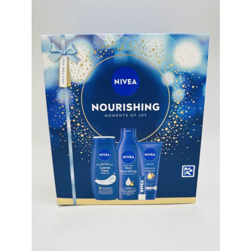Nivea ajándékcsomag Nourishing testápoló 250ml+tusfürdő 250ml+kézkrém 100 ml+ajakápoló 4,8g