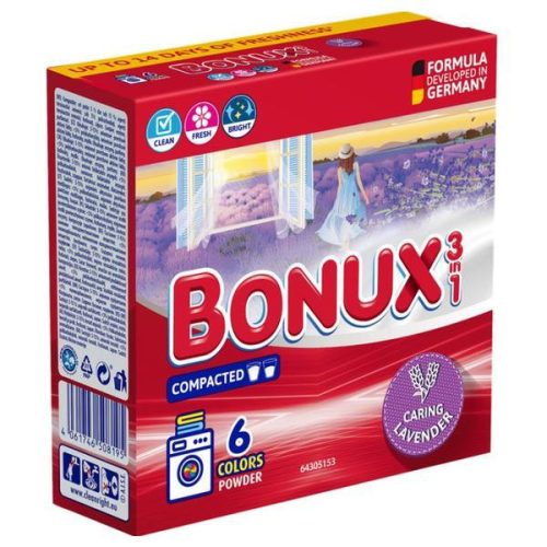 Bonux mosópor dobozos gépi 6 mosás 390 g 3in1 Color Lavender