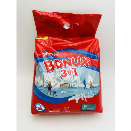 Bonux mosópor zacskós 60 mosás 4,5 kg White 3in1 Ice Fresh