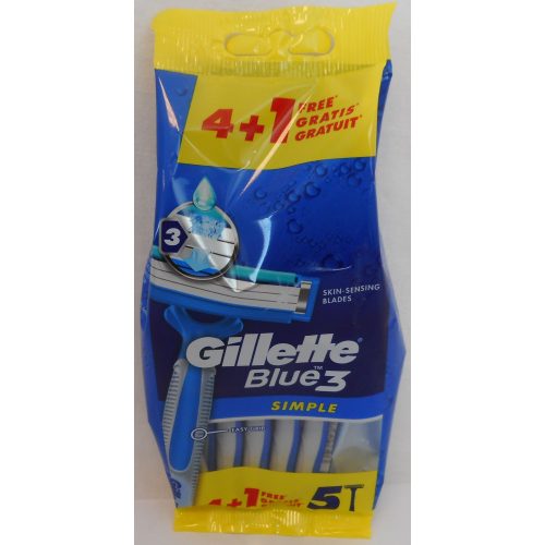 Gillette eldobható borotva 5 db Blue 3 Simple