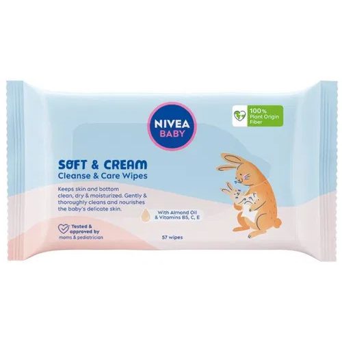 Nivea Baby törlőkendő 57 db Soft&Cream Cleanse&Care